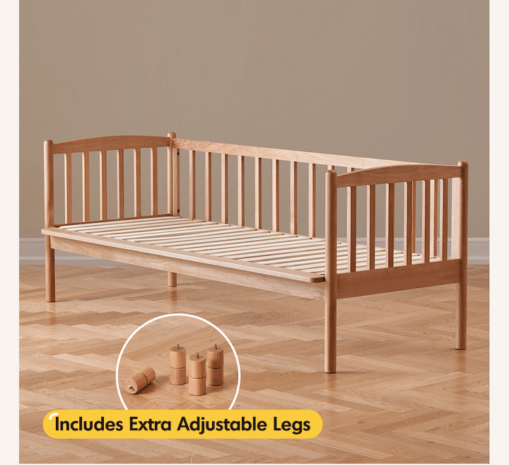 Scandinavian Birch Wood Kids Sidecar Bed With Mattress Set MYKA