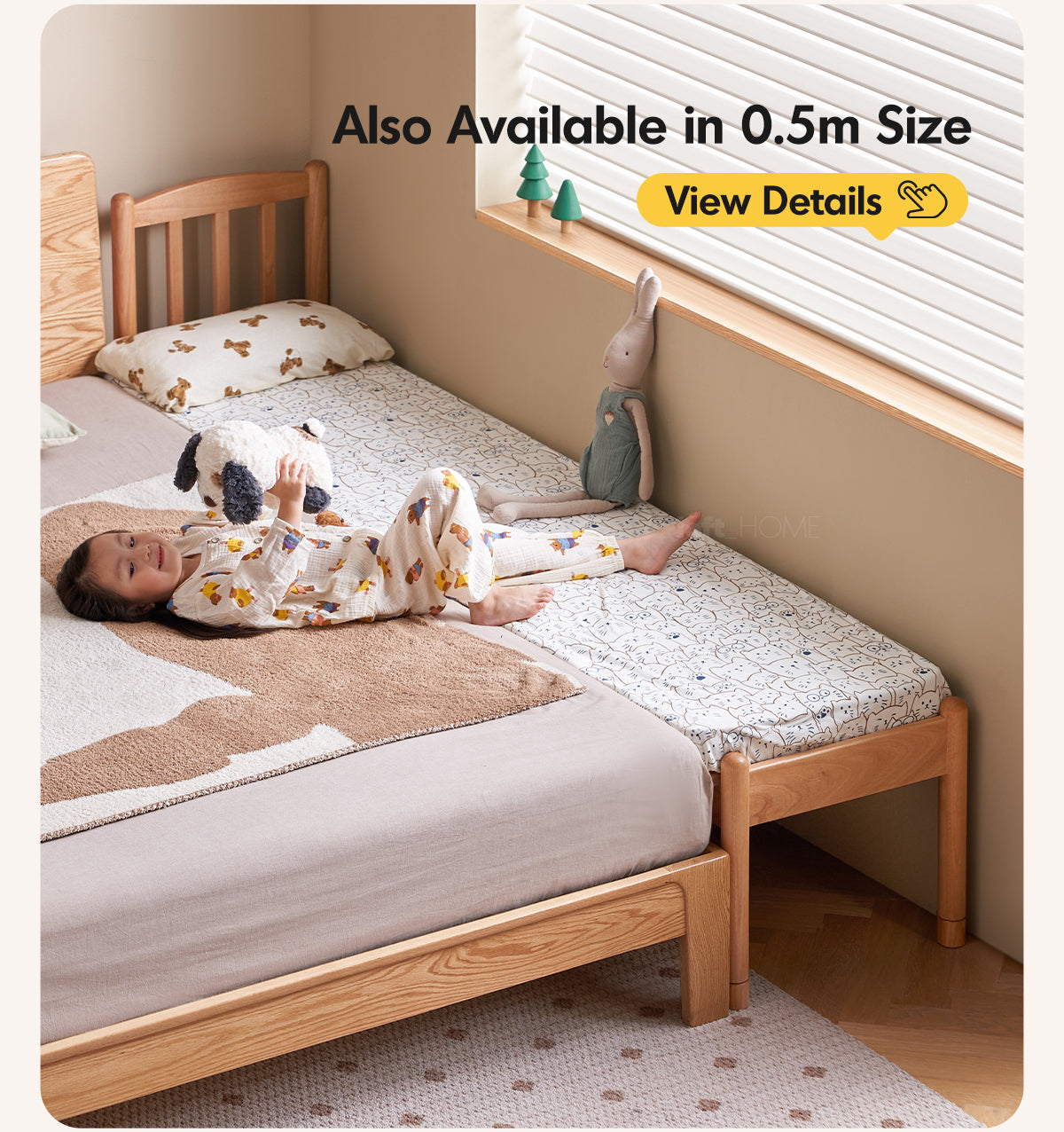 more product details and feature of Scandinavian Birch Wood Kids Sidecar Bed With Mattress Set MYKA