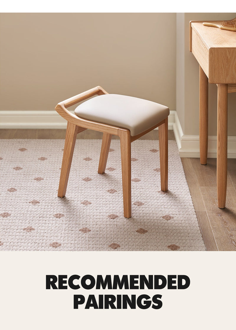 more product details and feature of Scandinavian Oak Wood Cat Scratch Resistant Leather Dressing Chair HEMU