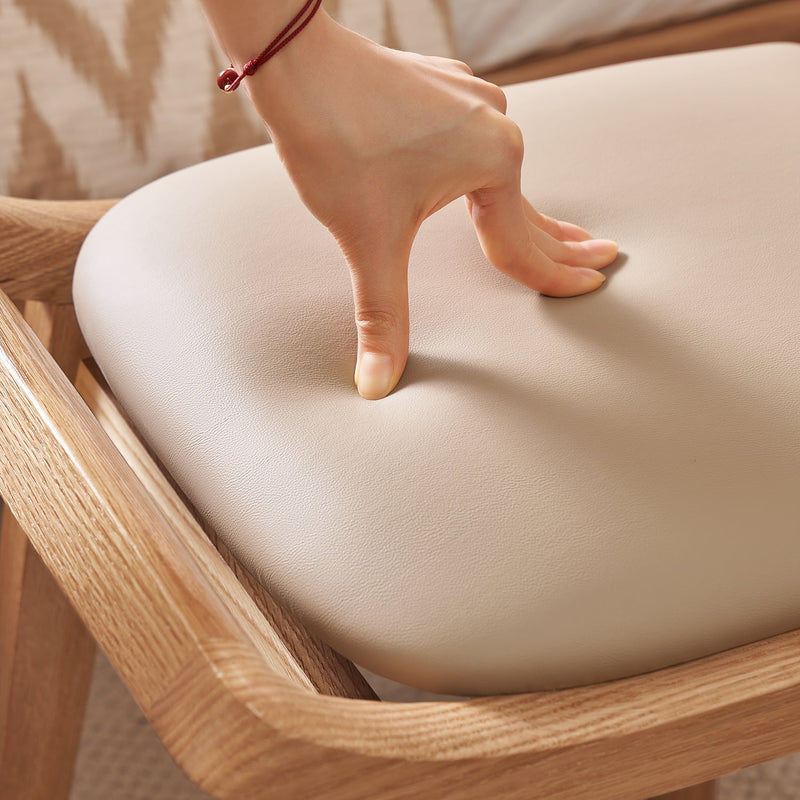 more color details of Scandinavian Oak Wood Cat Scratch Resistant Leather Dressing Chair HEMU