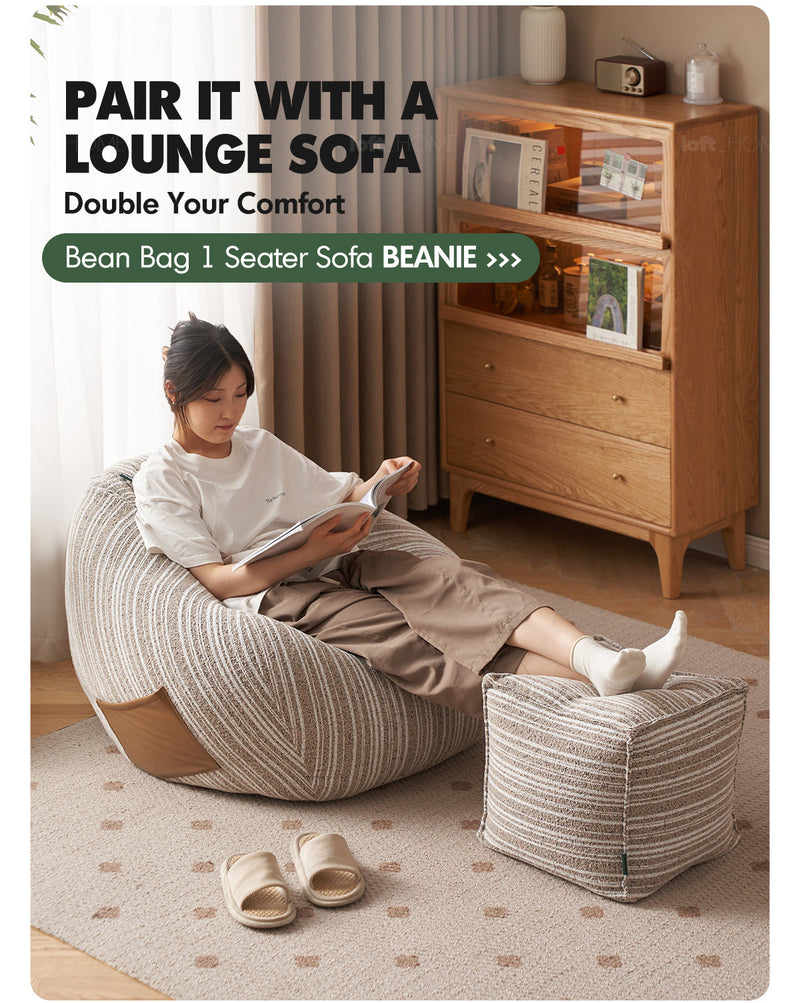 more product details and feature of Cream Chenille Velvet Fabric Ottoman STRIPE