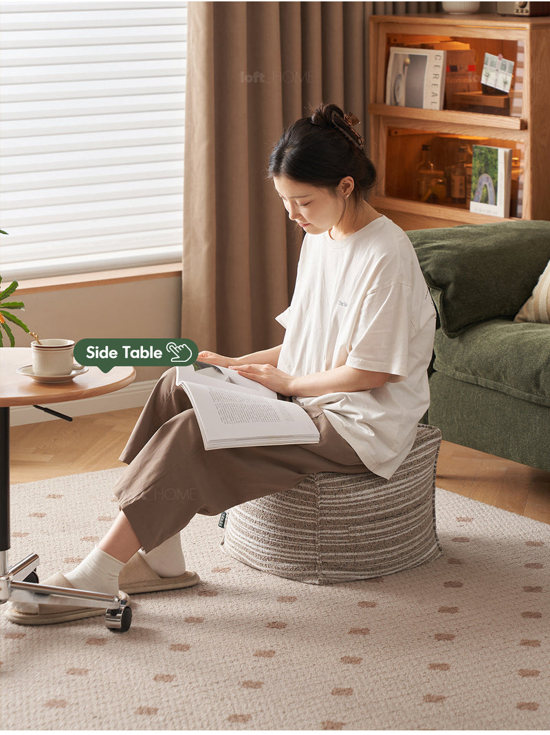 more product details and feature of Cream Chenille Velvet Fabric Ottoman STRIPE