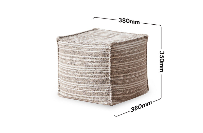 dimension detail diagram of Cream Chenille Velvet Fabric Ottoman STRIPE