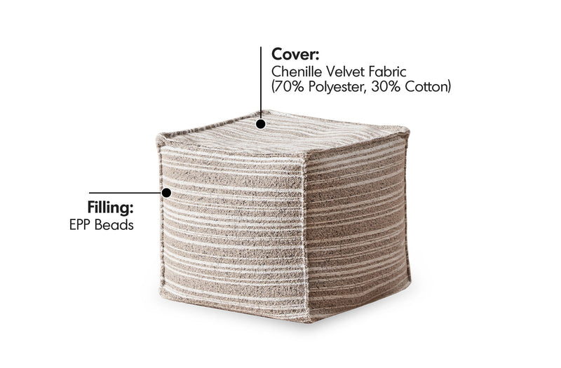 more material details of Cream Chenille Velvet Fabric Ottoman STRIPE