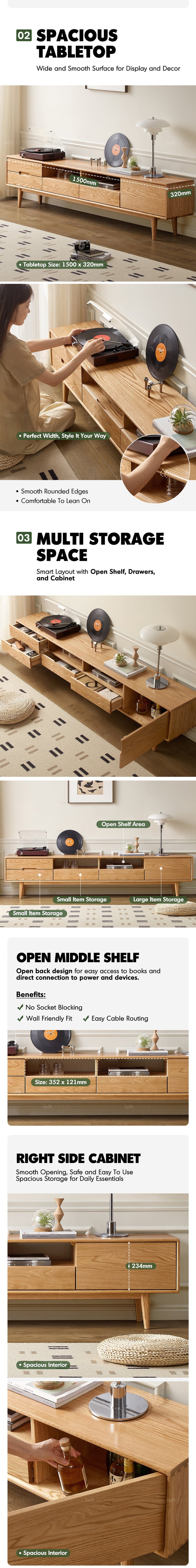 more product details and feature of Scandinavian Oak Wood TV Console BERRY