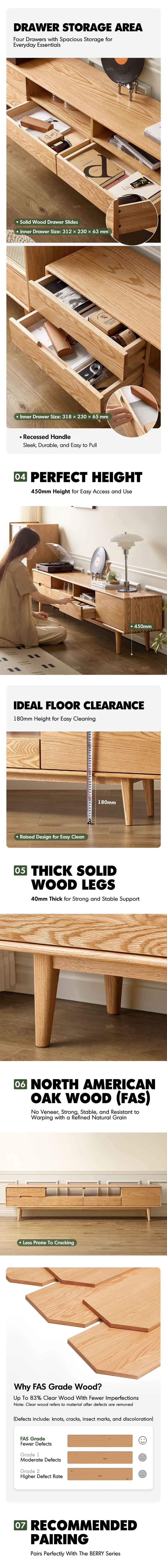 more product details and feature of Scandinavian Oak Wood TV Console BERRY