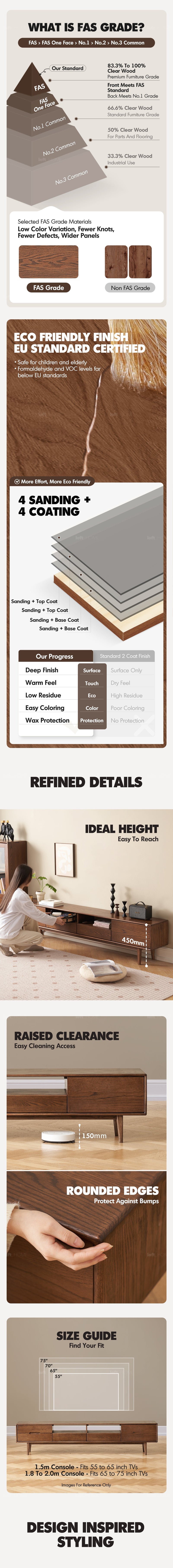 more product details and feature of Scandinavian Oak Wood TV Console BERRY WALNUT