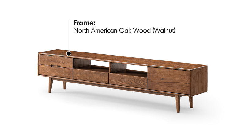 more material details of Scandinavian Oak Wood TV Console BERRY WALNUT