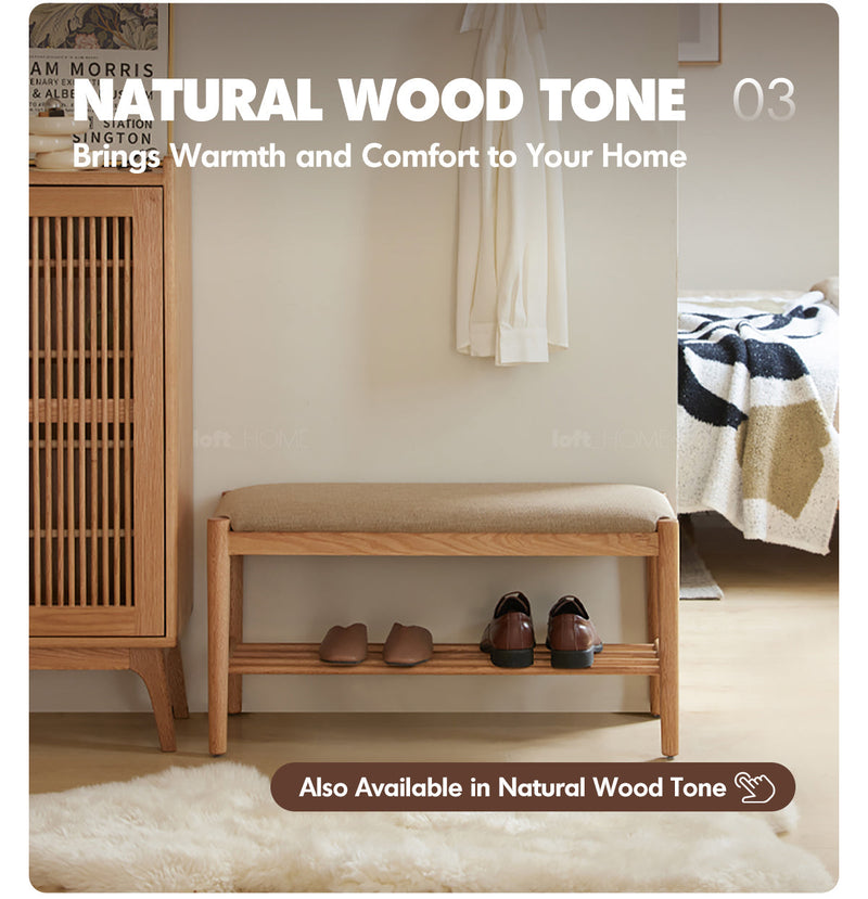 more product details and feature of Scandinavian Oak Wood Shoe Changing Bench FUJI WALNUT