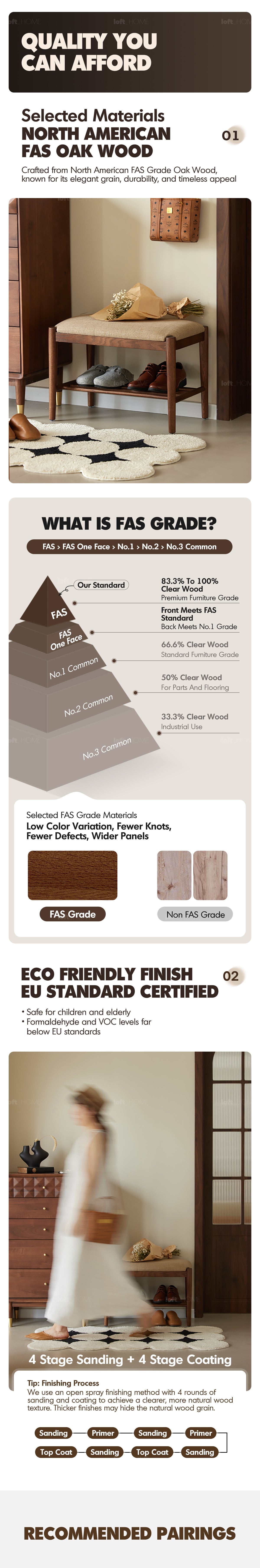 more product details and feature of Scandinavian Oak Wood Shoe Changing Bench FUJI WALNUT