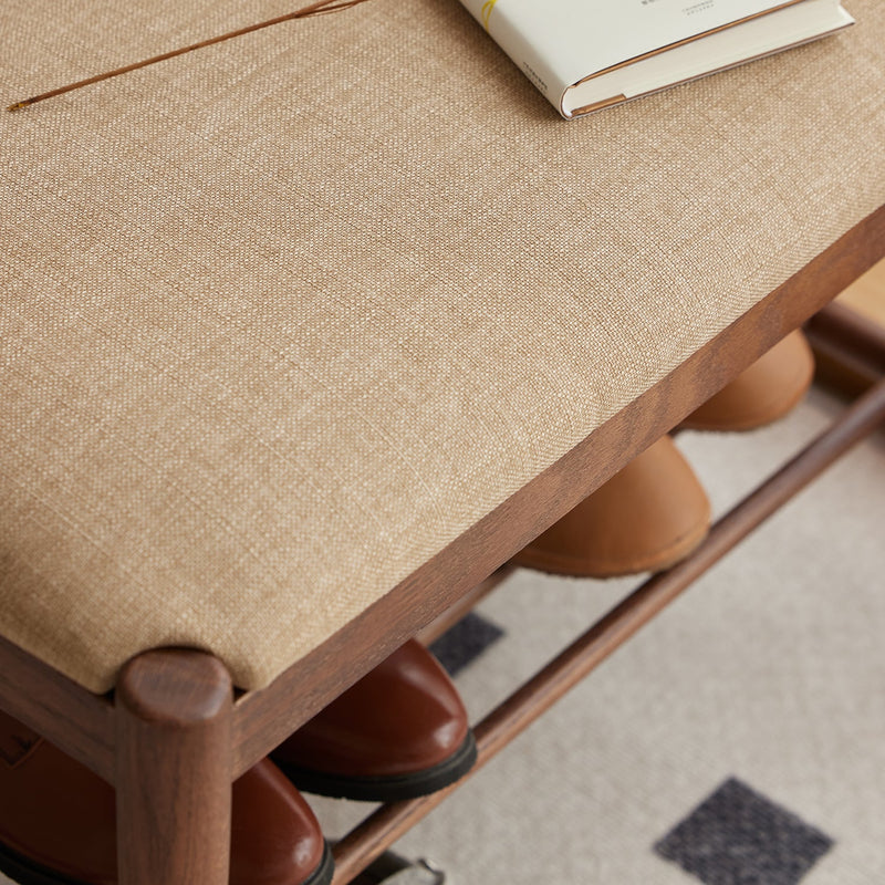 more color details of Scandinavian Oak Wood Shoe Changing Bench FUJI WALNUT