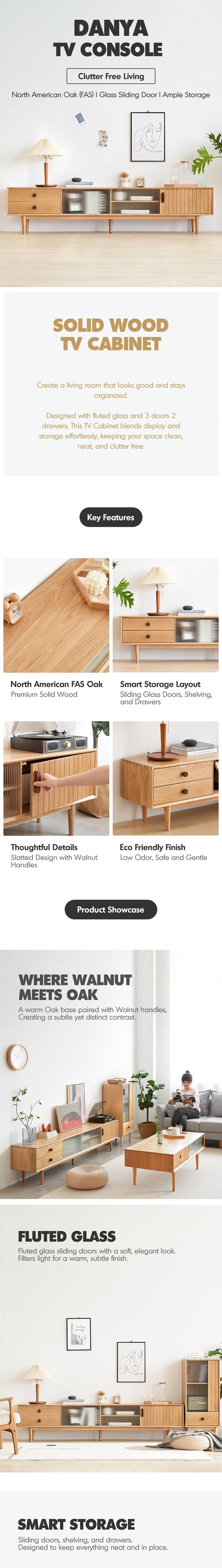 more product details and feature of Scandinavian Oak Wood TV Console DANYA