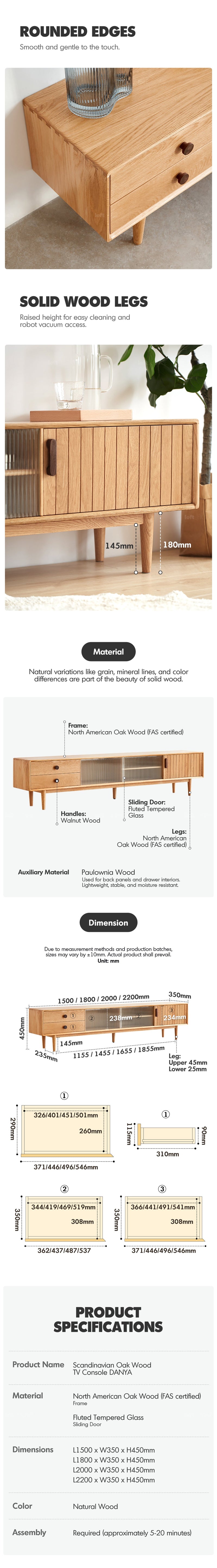 more product details and feature of Scandinavian Oak Wood TV Console DANYA