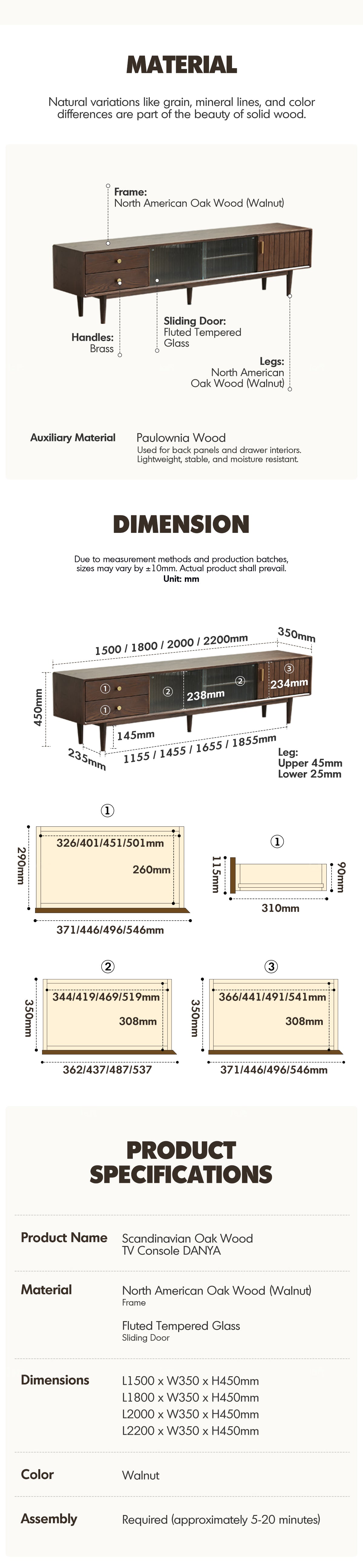 Scandinavian Oak Wood TV Console DANYA WALNUT More Details and Instruction_8