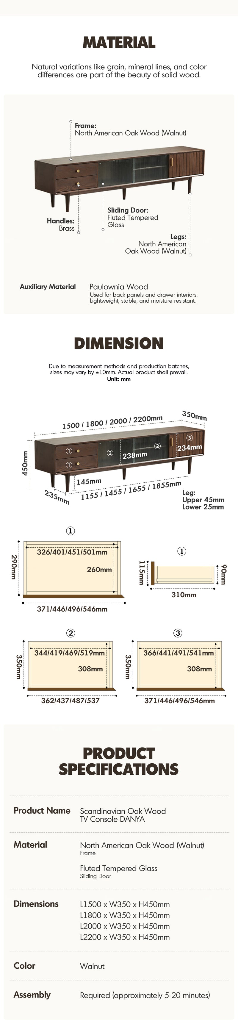 Scandinavian Oak Wood TV Console DANYA WALNUT More Details and Instruction_8