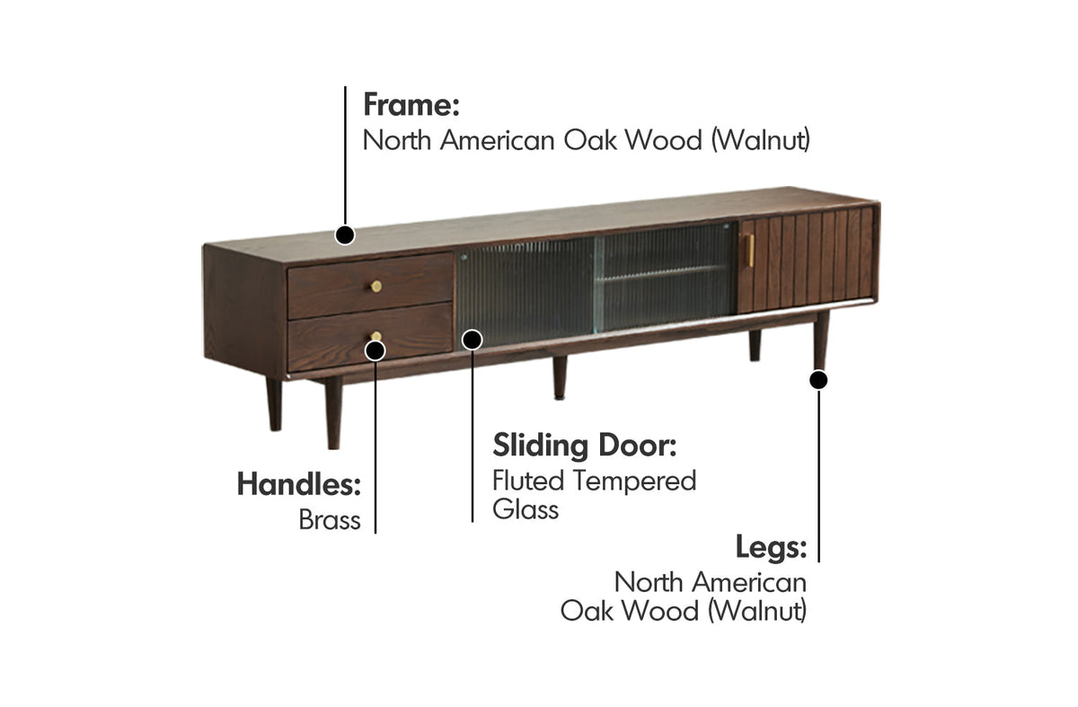 more material details of Scandinavian Oak Wood TV Console DANYA WALNUT