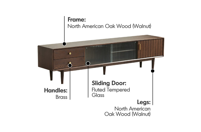 more material details of Scandinavian Oak Wood TV Console DANYA WALNUT