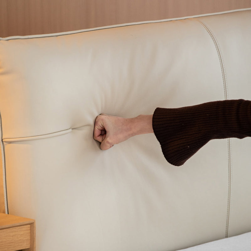 more color details of Minimalist Genuine Leather Bed RHINE
