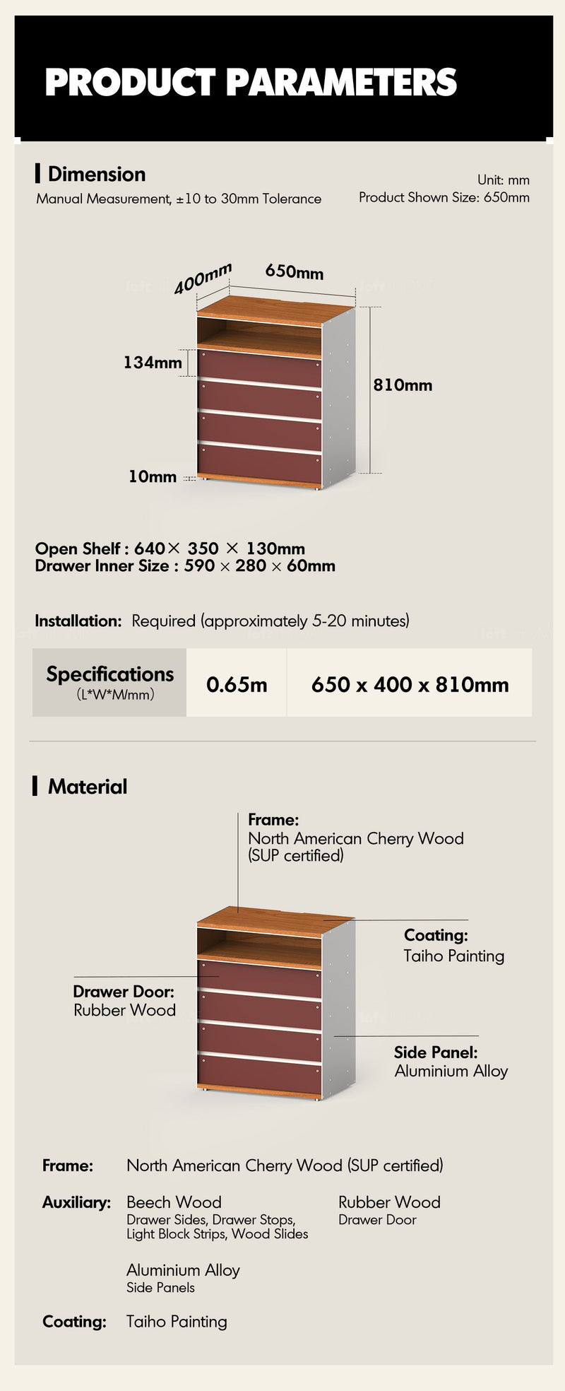 more product details and feature of Bauhaus Aluminium Chest Of 5 Drawer GEOMETRIC