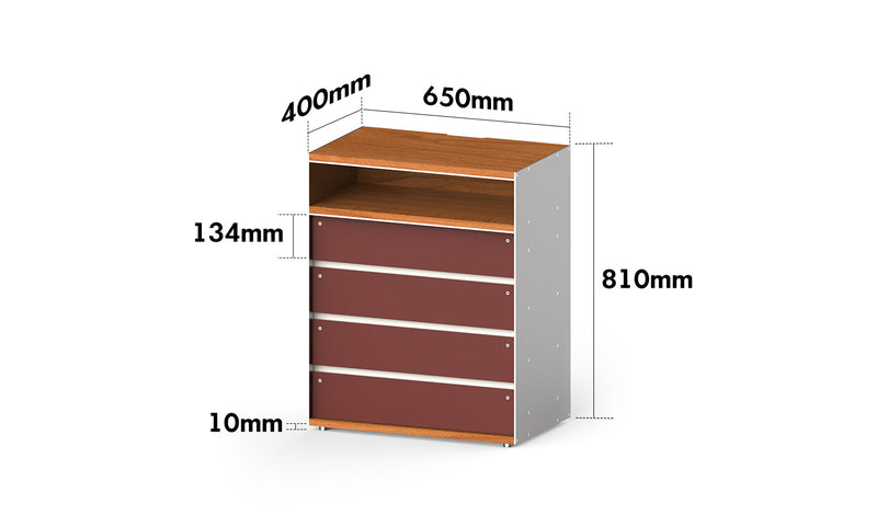 dimension detail diagram of Bauhaus Aluminium Chest Of 5 Drawer GEOMETRIC