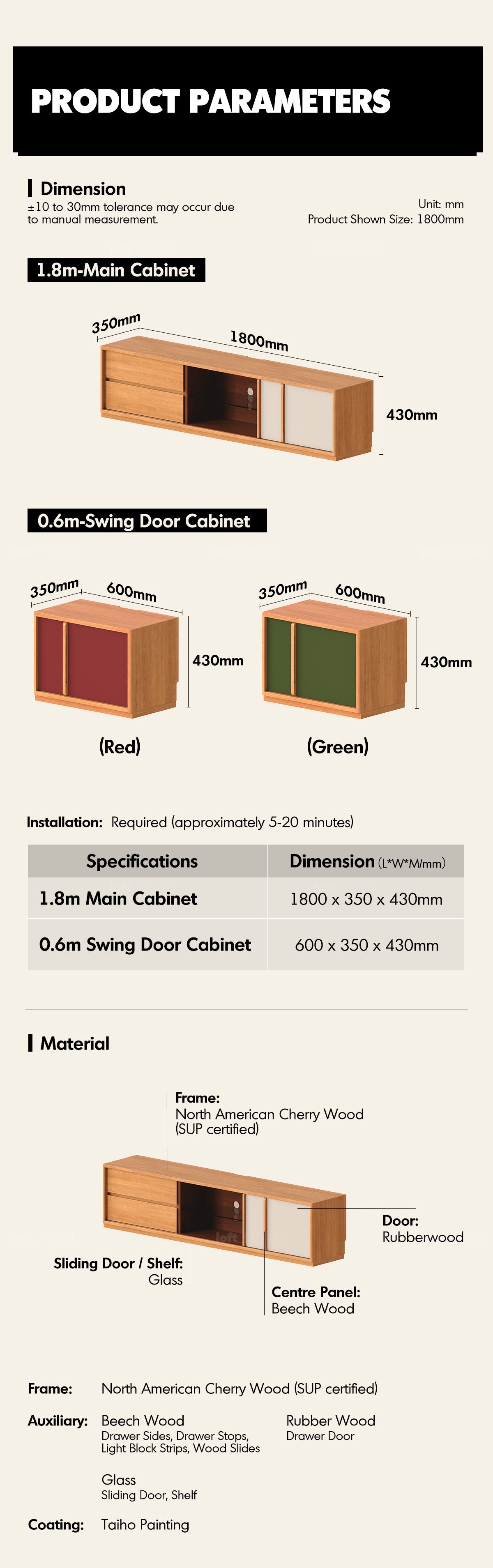 more product details and feature of Bauhaus Cherry Wood TV Console TIME