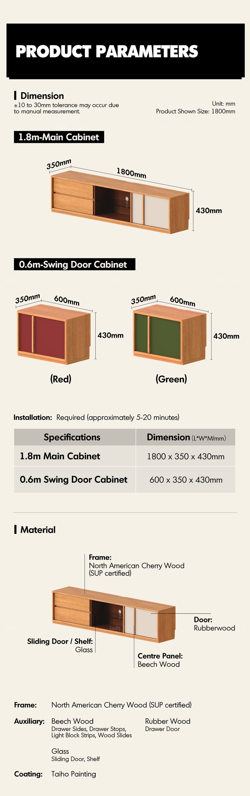 more product details and feature of Bauhaus Cherry Wood TV Console TIME