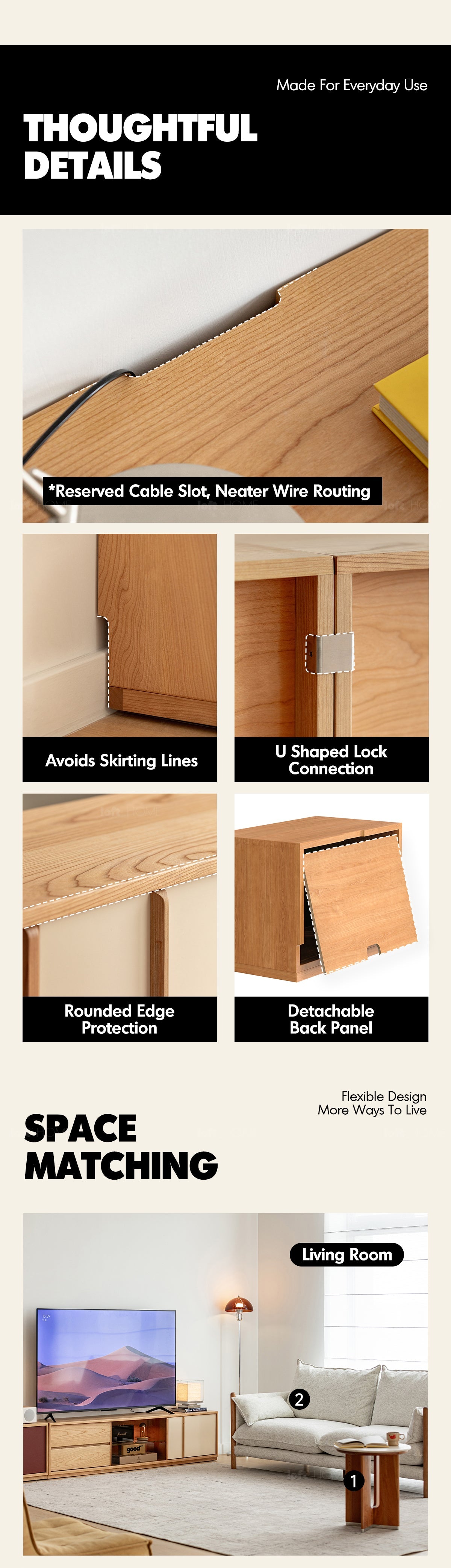 more product details and feature of Bauhaus Cherry Wood TV Console TIME