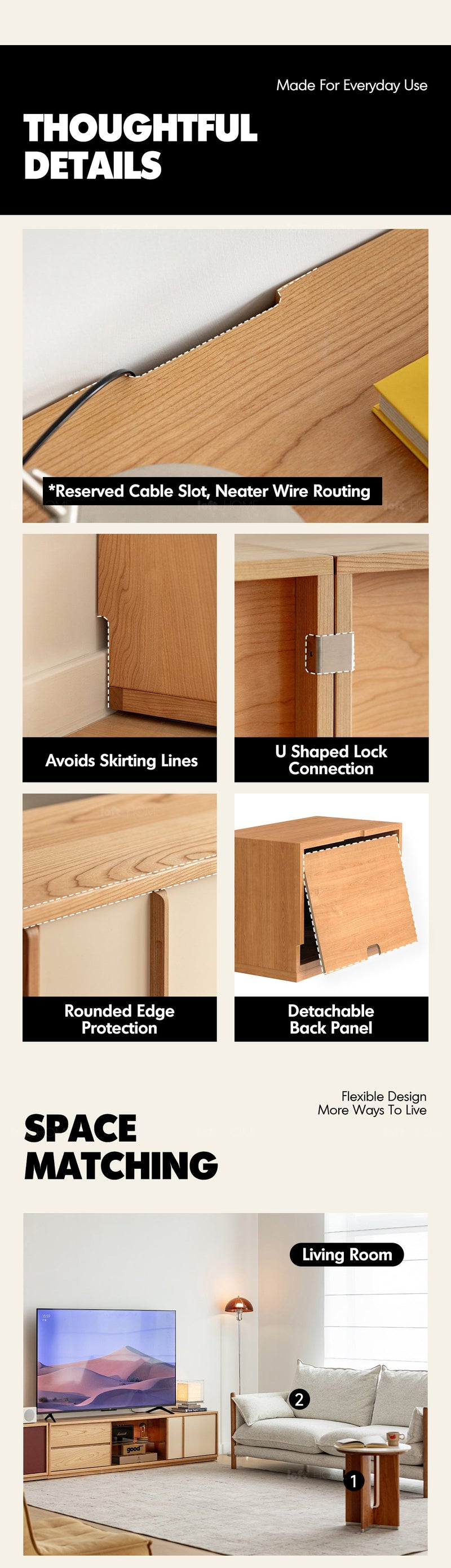 more product details and feature of Bauhaus Cherry Wood TV Console TIME