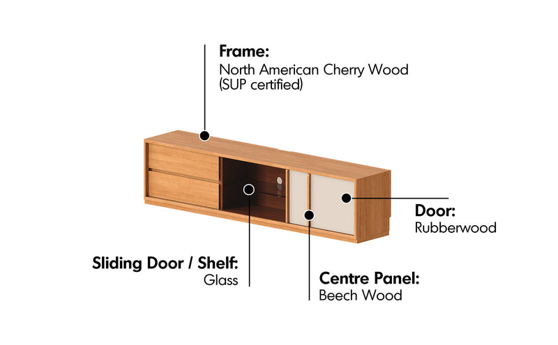 more material details of Bauhaus Cherry Wood TV Console TIME