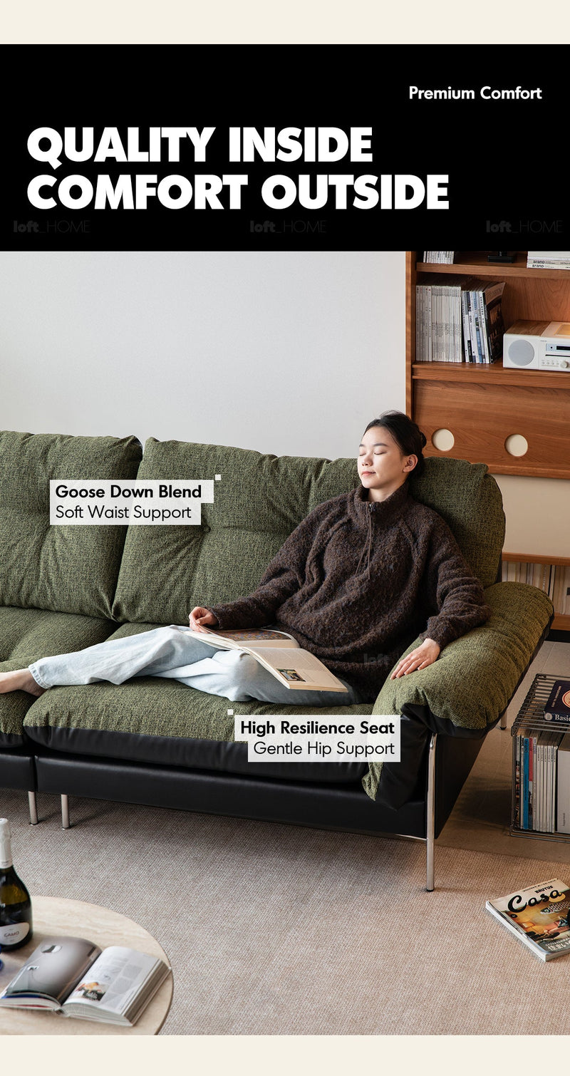 more product details and feature of Vintage Microfiber Leather And Fabric 2 Seater Sofa OASIS