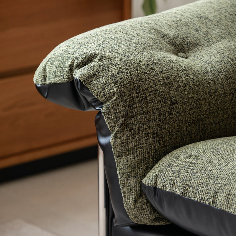 more color details of Vintage Microfiber Leather And Fabric 2 Seater Sofa OASIS