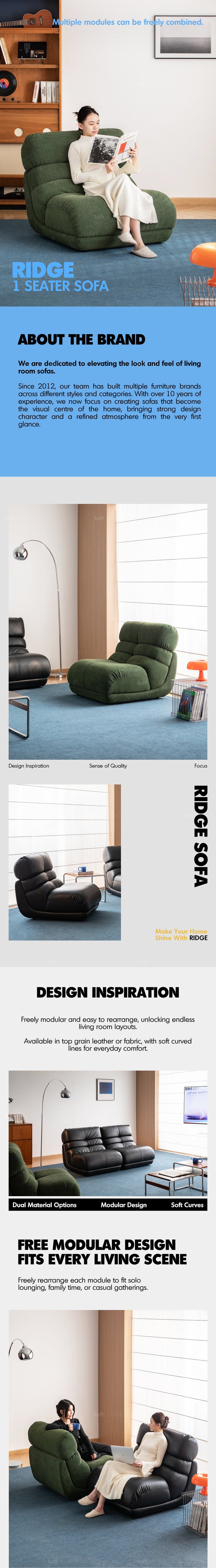 more product details and feature of Vintage Chenille Velvet Fabric 1 Seater Sofa RIDGE