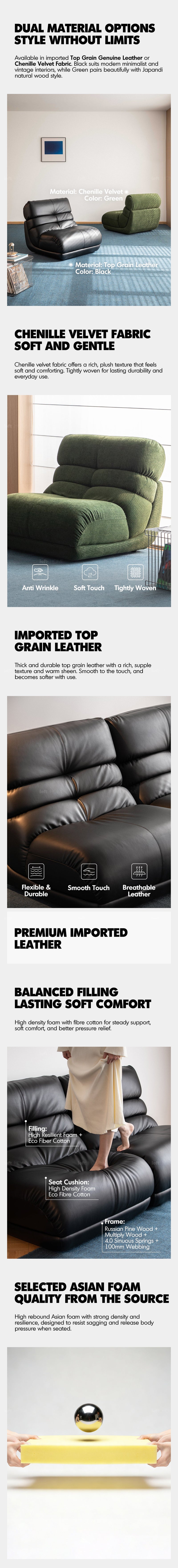more product details and feature of Vintage Chenille Velvet Fabric 1 Seater Sofa RIDGE