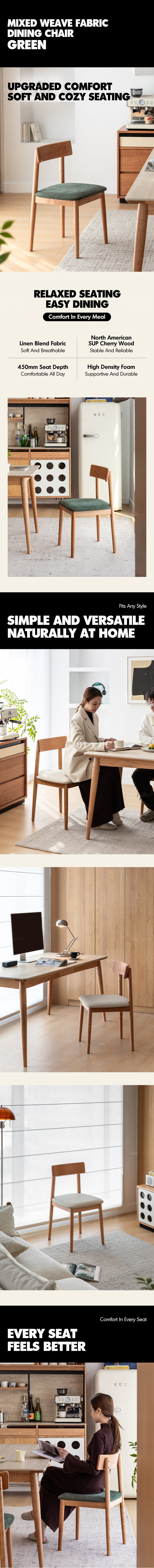 more product details and feature of Scandinavian Cherry Wood Mixed Weave Fabric Dining Chair GREEN