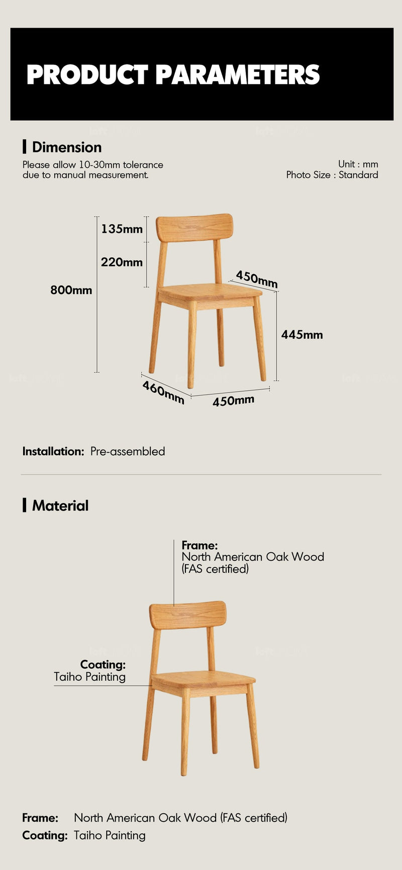 more product details and feature of Scandinavian Oak Wood  Dining Chair GREEN