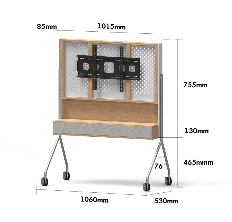 dimension detail diagram of Minimalist Ash Wood Veneer TV Hanger ROAM