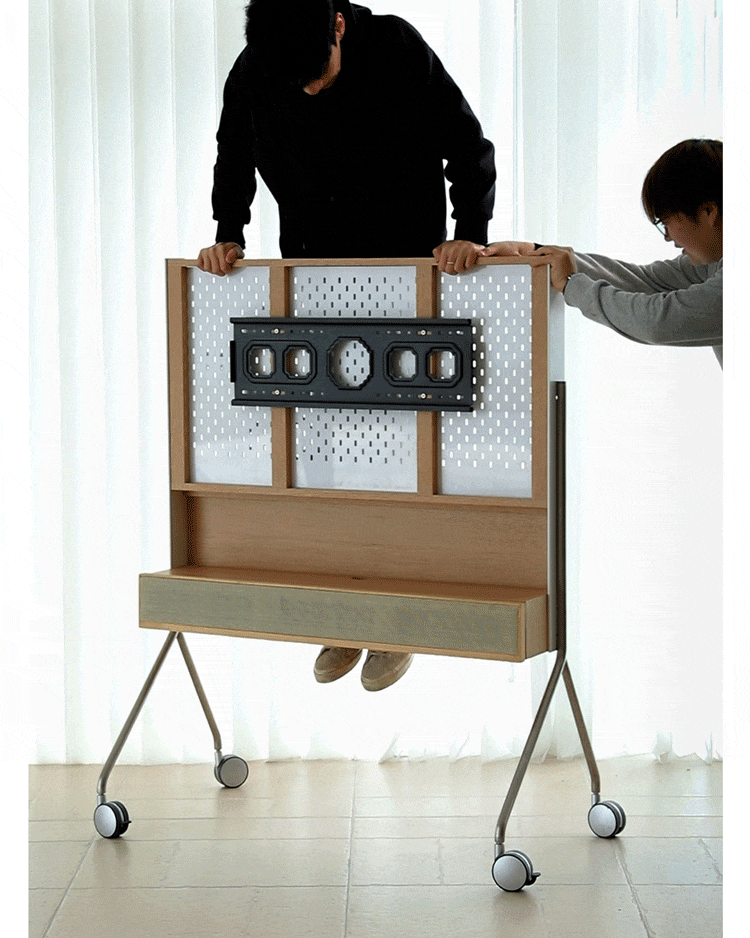 Minimalist ash wood veneer tv hanger roam in details.