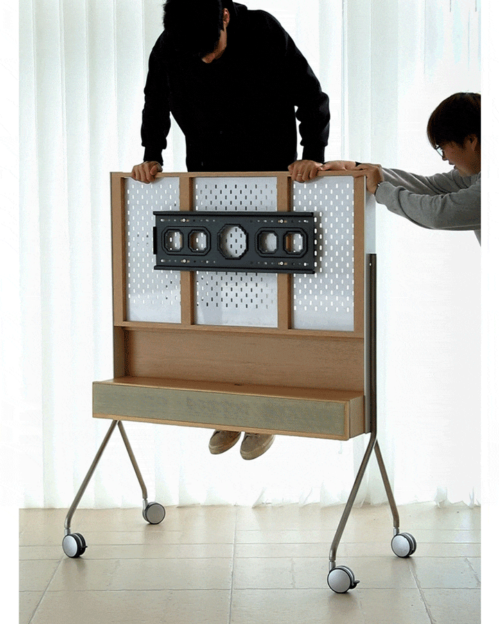 Minimalist ash wood veneer tv hanger roam in details.