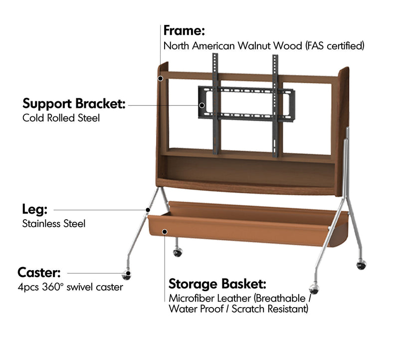 more material details of Japandi Walnut Wood TV Hanger SERENO