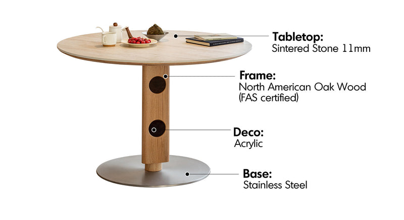 more material details of Scandinavian Cherry Wood Sintered Stone Round Dining Table TIMELESS