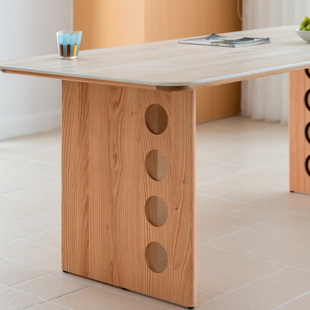 more color details of Scandinavian Oak Wood Sintered Stone Dining Table TIMELESS