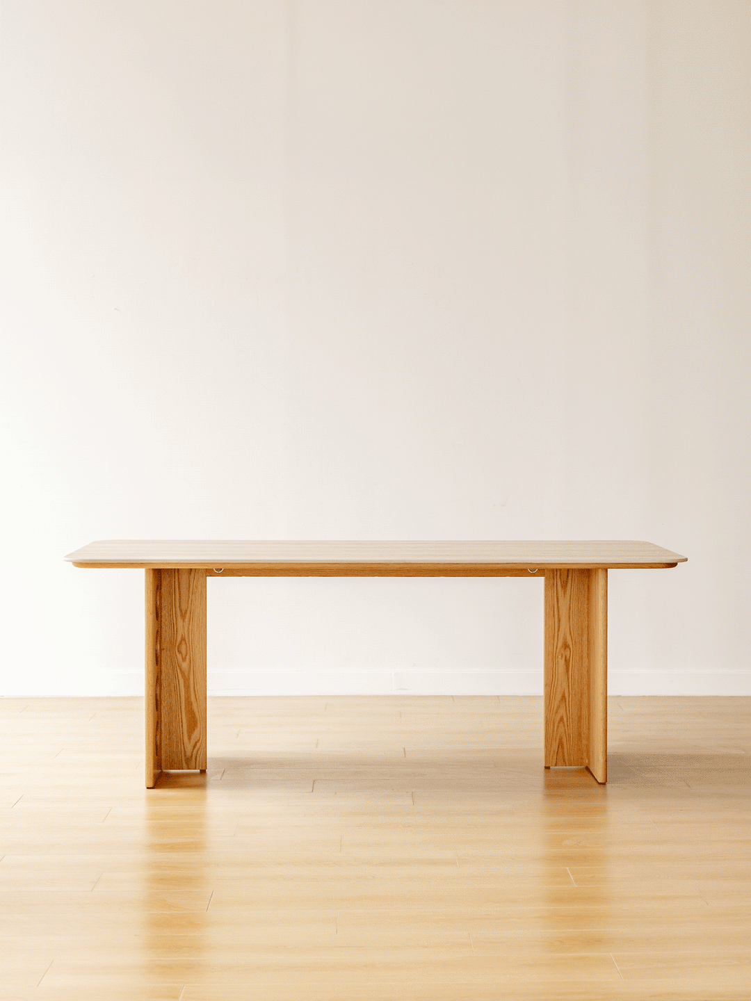 Scandinavian oak wood sintered stone dining table timeless color swatches.