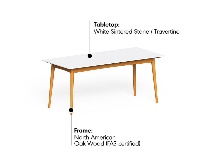 more material details of Scandinavian Oak Wood Sintered Stone Dining Table GREEN