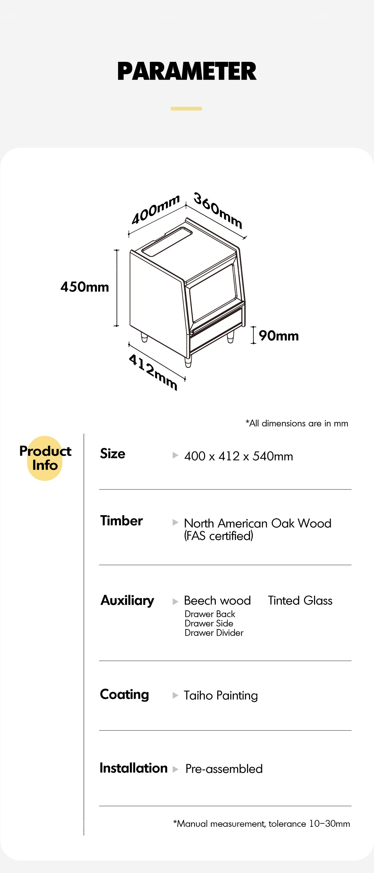 more product details and feature of Scandinavian Oak Wood Side Table OXYGEN