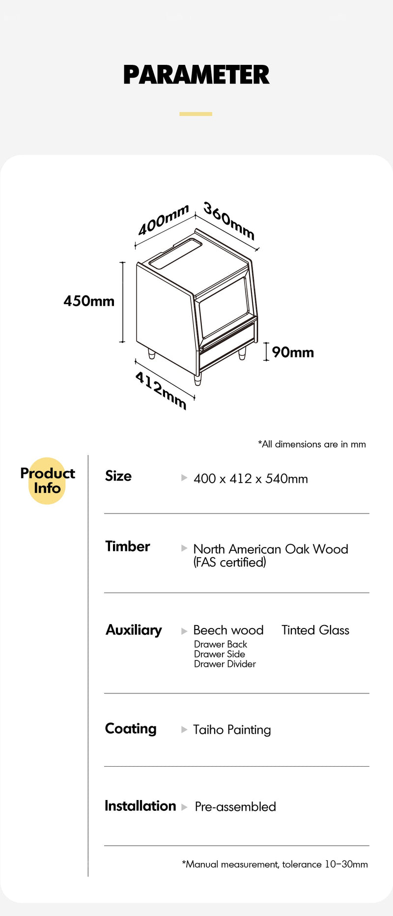 more product details and feature of Scandinavian Oak Wood Side Table OXYGEN
