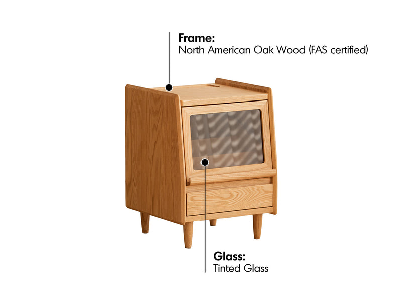 Scandinavian Oak Wood Side Table OXYGEN Material Details Chart