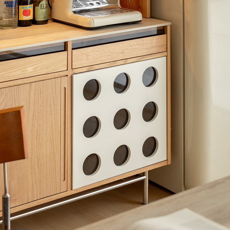 more color details of Scandinavian Oak Wood Sintered Stone Storage Side Cabinet TIMELESS
