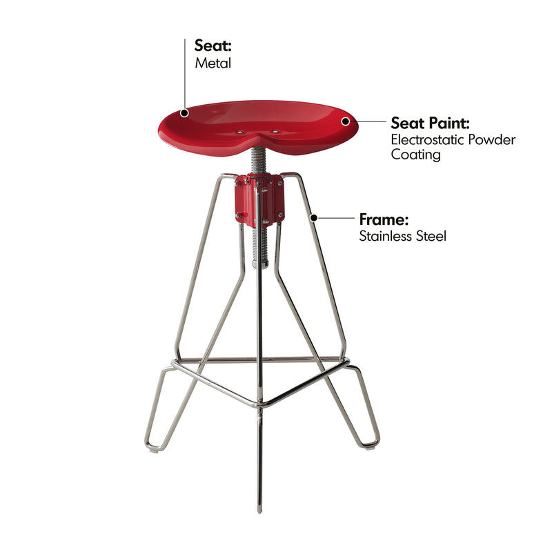 Bauhaus Steel Height Adjustable Bar Chair SPOOL Material Details Chart