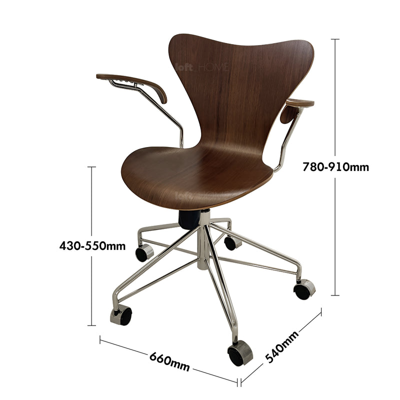 Bauhaus Plywood Study Chair SEVEN Size Chart