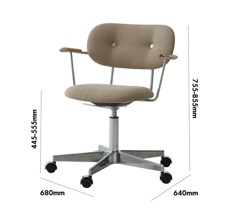 dimension detail diagram of Minimalist Boucle Fabric Study Chair AODO